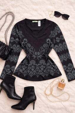 VTG Stamp 10 Black Mesh Floral Top Goth Y2K Sheer Grunge Dark Feminine